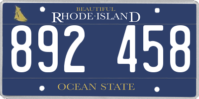 RI license plate 892458