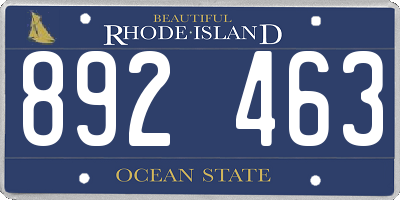 RI license plate 892463