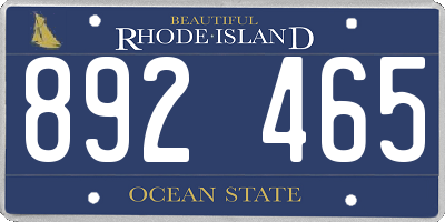 RI license plate 892465