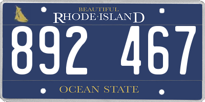 RI license plate 892467