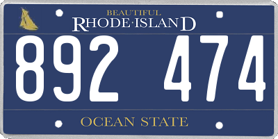 RI license plate 892474