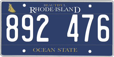 RI license plate 892476