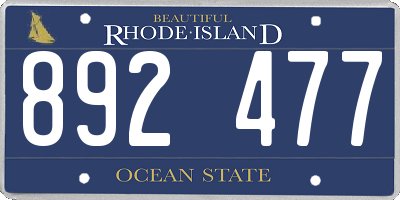 RI license plate 892477