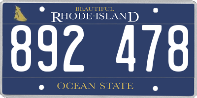 RI license plate 892478