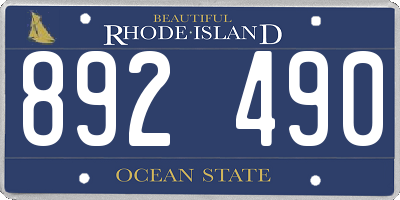 RI license plate 892490