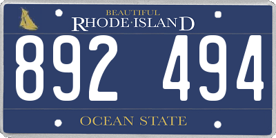 RI license plate 892494