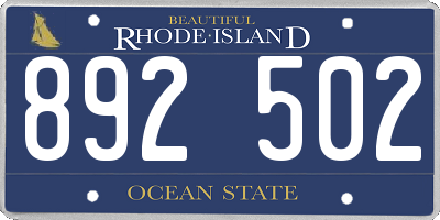RI license plate 892502
