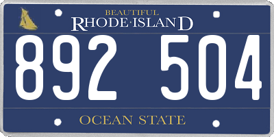 RI license plate 892504