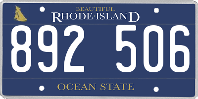 RI license plate 892506