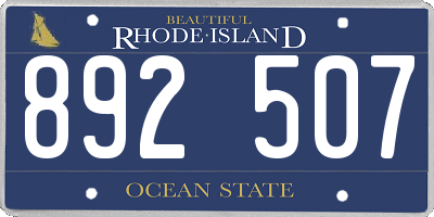 RI license plate 892507