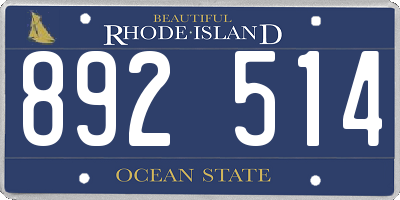 RI license plate 892514