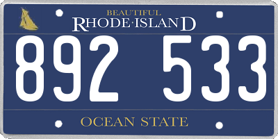 RI license plate 892533