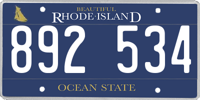 RI license plate 892534