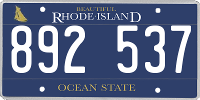 RI license plate 892537