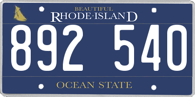 RI license plate 892540