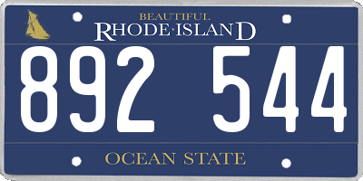 RI license plate 892544