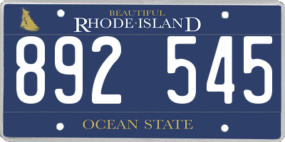 RI license plate 892545