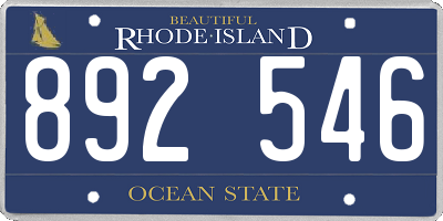 RI license plate 892546