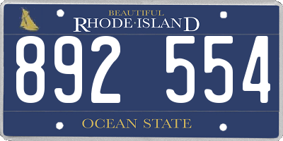 RI license plate 892554