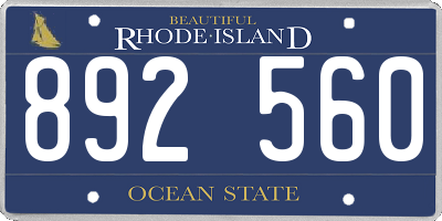 RI license plate 892560