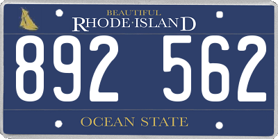 RI license plate 892562