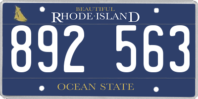 RI license plate 892563