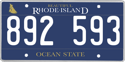RI license plate 892593
