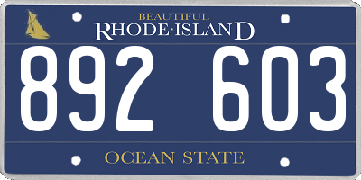 RI license plate 892603
