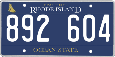 RI license plate 892604