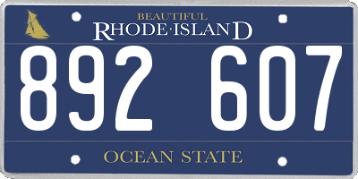 RI license plate 892607