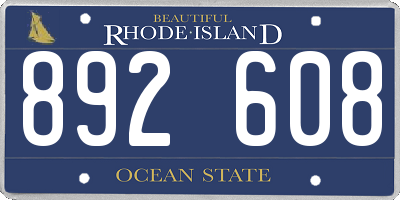 RI license plate 892608