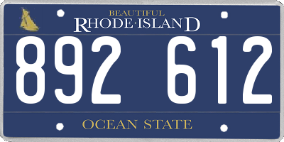 RI license plate 892612