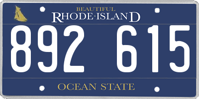 RI license plate 892615
