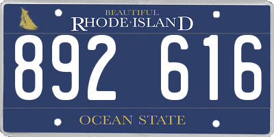 RI license plate 892616