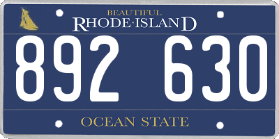 RI license plate 892630