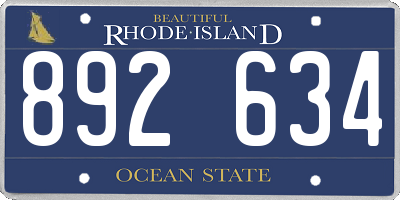 RI license plate 892634