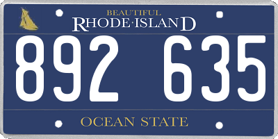 RI license plate 892635