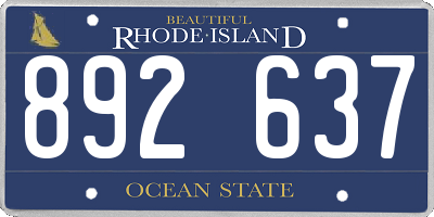 RI license plate 892637