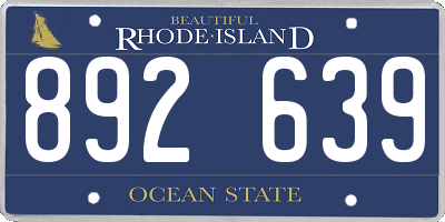 RI license plate 892639