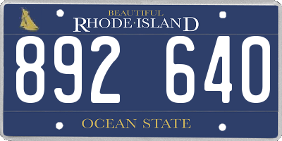RI license plate 892640