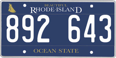 RI license plate 892643