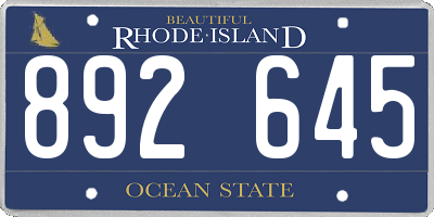 RI license plate 892645