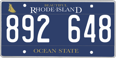 RI license plate 892648