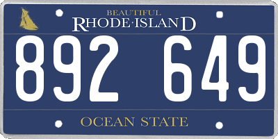 RI license plate 892649