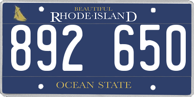 RI license plate 892650