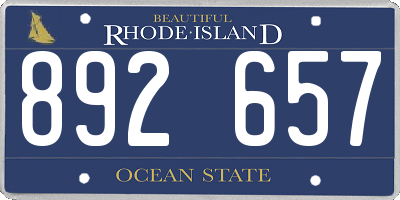 RI license plate 892657