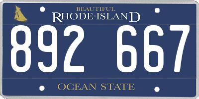 RI license plate 892667