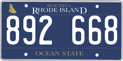 RI license plate 892668