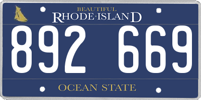 RI license plate 892669
