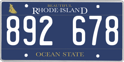 RI license plate 892678